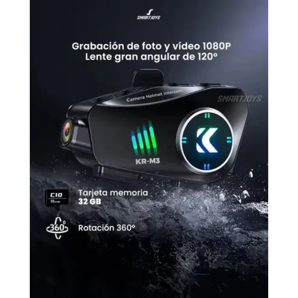Intercomunicador Casco Moto KR-M3 Con Cámara HD 1080P