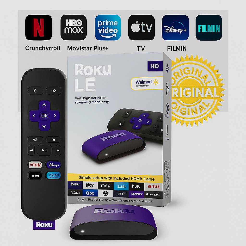 Roku LE | Streaming en HD con HDMI Incluido, Control Remoto Simple y Acceso a Netflix, Disney+, YouTube y Más
