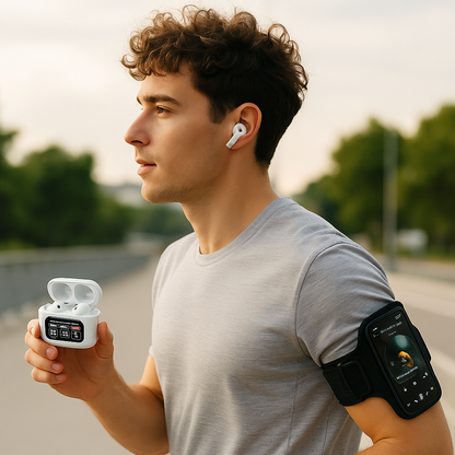 Audífonos Bluetooth Pro A9 Táctiles con Pantalla, ANC, IPX6, Estuche